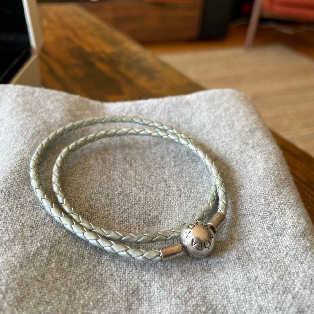Pandora moments double blue leather bracelet